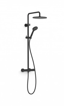 Termostatyczny zestaw natryskowy z deszczownicą 25x25 czarny mat TRES 21639502NM