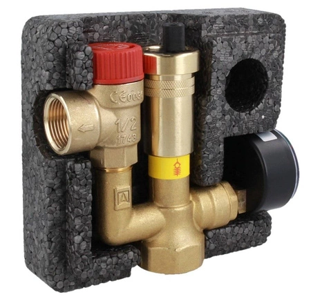 Grupa bezpieczeństwa kotła KSG mini, Nmax UDT 73,6 kW, z zaworem bezpieczeństwa MS 3 bar AFRISO 77350