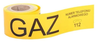 Taśma gazowa ostrzegawcza żółta z napisem (100 m) RABKA