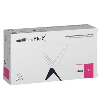 Rękawice diagnostyczne EasyCare Nitrile Flex Zarys nitrylowe bezpudrowe niesterylne białe S A100 RNBWS10003