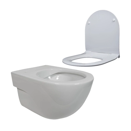 MERIDIAN COMPACTO Zestaw Miska wc podwieszana Rimless + Deska wolnoopadająca slim duroplast ROCA A34H242000