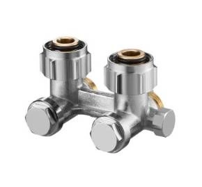 OVENTROP Multiflex F ZBU-podwójne przyłącze z odcięciem, kątowe 3/4