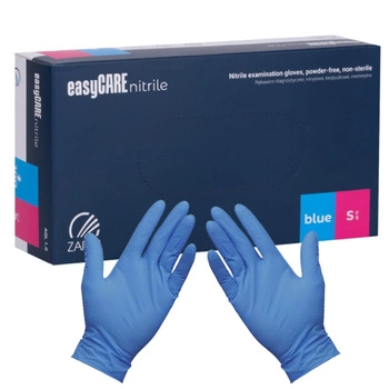 Rękawice diagnostyczne EasyCare Nitrile Nitrylowe bezpudrowe niesterylne niebieskie S A100 RNBS10001