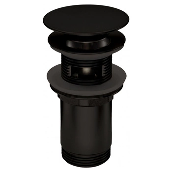 Korek okrągły Deante NHC N10U click-clack nero z przelewem z tuleją umywalkowy