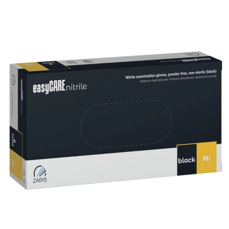 Rękawice diagnostyczne EasyCare Nitrile Nitrylowe bezpudrowe niesterylne czarne M A100 