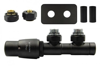 Zestaw termostatyczny Twins All In One Vario Term APTSGS0214CFK/L(PEX) kątowy czarny strukturalny lewy