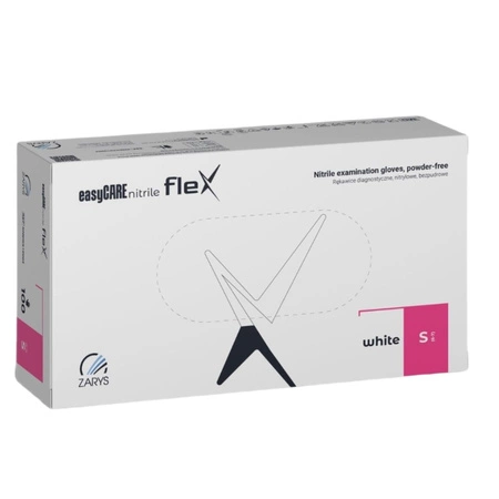 Rękawice diagnostyczne EasyCare Nitrile Flex Zarys nitrylowe bezpudrowe niesterylne białe S A100 RNBWS10003