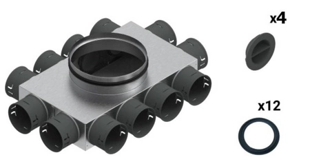 Skrzynka rozdzielcza 12-8x75/160 izolowana VENT CLEAR W1 zestaw Spiroflex SX-WS12X75/160SRZ