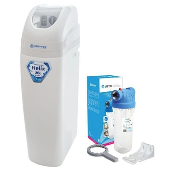 Zestaw zmiękczacz kompaktowy KLARWOD CS HELIX25 1,5 m3/h + korpus filtra USTM WFW34 Emi kpl 3/4