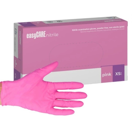 Rękawice diagnostyczne EasyCare Nitrile Zarys nitrylowe bezpudrowe niesterylne róż XS A100 RNBRXS10001