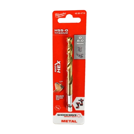 Wiertło metal SHW HSS-G TIN 8 mm MILWAUKEE 48894719