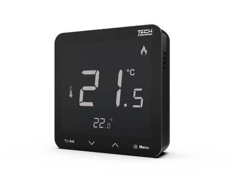 Regulator pokojowy R-8s PLUS TECH Sterowniki WG.11.0625 natynkowy bezprzewodowy czarny