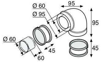 Kolano FI 80/60 90° (poziome) SAUNIER 85092D