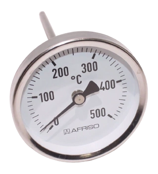 Termometr bimetaliczny do pomiaru temperatury spalin RT 80,fi80 mm, L 150 mm, 0÷500°C, ax, kl. 2 AFRISO 63830