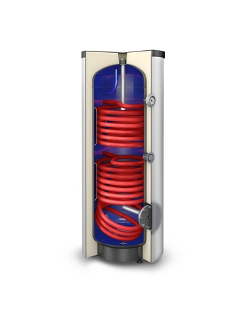 Wymiennik z dwiema wężownicami spiralnymi GALMET Tower Biwal SGW(S)B 26-309000N 300 l stojący poliuretan skay