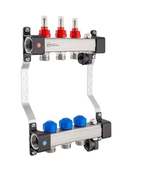 Rozdzielacz KAN-therm InoxFlow 1316157078 z przepływomierzami i zaworami do siłowników seria UFST 3 obwody