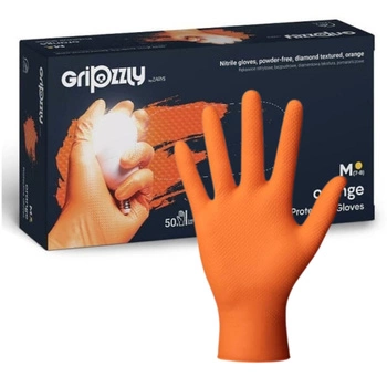 Rękawice Gripzzly Zarys nitrylowe bezpudrowe z diamentową teksturą pomarańczowe M A50 RNBDPM5005