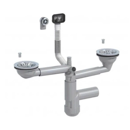 Syfon zlewozmywakowy podwójny z przelewem Prevex FL2-D9CR4-01PL