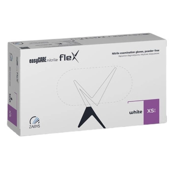 Rękawice diagnostyczne EasyCare Nitrile Flex Zarys nitrylowe bezpudrowe niesterylne białe XS  A100 RNBWXS10003