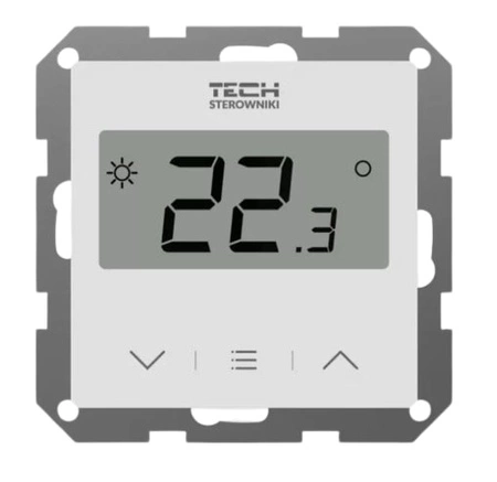 Regulator pokojowy TECH-STEROWNIKI F-12B WG.11.0692 przewodowy, biały, doramkowy, dedykowany do listwy L-X i L-12