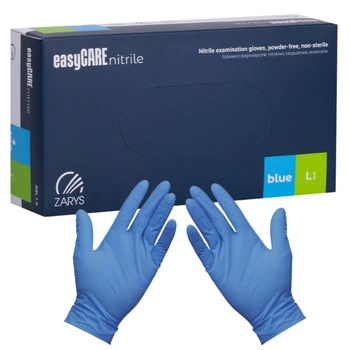Rękawice diagnostyczne Zarys EasyCare Nitrile L – nitrylowe bezpudrowe niesterylne niebieskie A100 RNBL10001