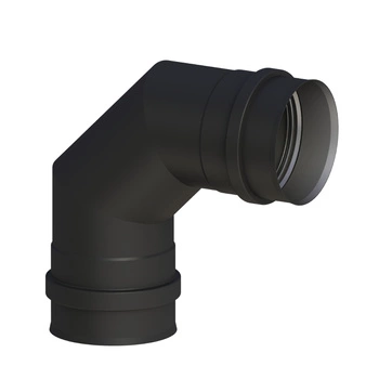 Kolano sztywne 90 stopni dwumufowe Fi 80 mm czarne Jeremias pod kotły Ferroli 6C15AL.673080