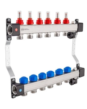 Rozdzielacz KAN-therm InoxFlow 1316157081 z przepływomierzami i zaworami do siłowników seria UFST 6 obwodów