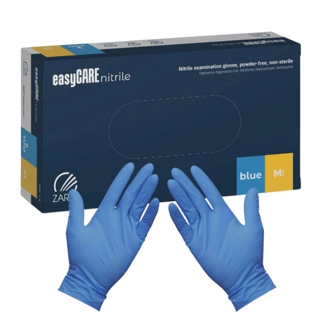 Rękawice diagnostyczne EasyCare Nitrile Nitrylowe bezpudrowe niesterylne niebieskie M A100 RNBM10001