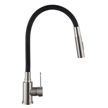 Bateria zlewozmywakowa z 2-funkcyjną elastyczną wylewką Invena Dalis inox / czarny