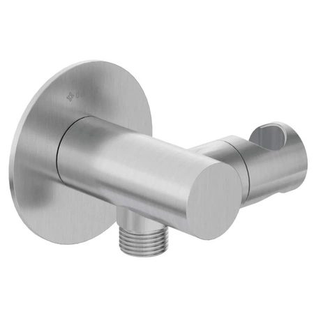 Przyłącze kątowe Deante Silia NQS F57K regulowane z uchwytem okrągłe stal szczotkowana