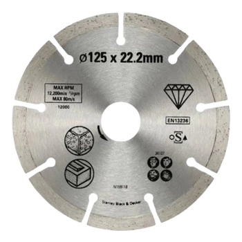 Tarcza diamentowa segmentowa na sucho 125mm do betonu mur bloczki cegła Stanley SL-STA38107