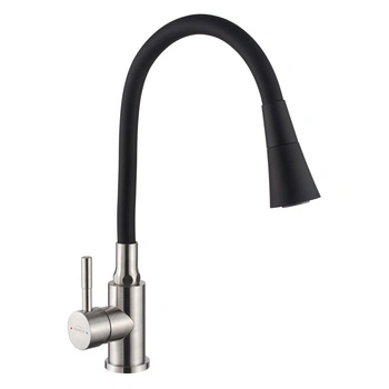 Bateria zlewozmywakowa z 2-funkcyjną elastyczną wylewką Gabi inox / czarny