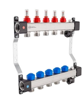 Rozdzielacz KAN-therm InoxFlow 1316157080 z przepływomierzami i zaworami do siłowników seria UFST 5 obwodów
