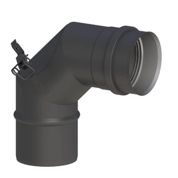 Kolano sztywne 90 stopni z rewizją Fi 80 mm Jeremias czarne pod kotły Ferroli 6C15AL.019080