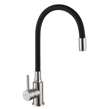 Bateria zlewozmywakowa z elastyczną wylewką Invena Silva inox/czarna