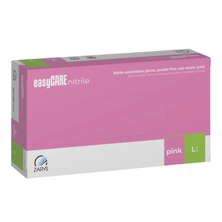 Rękawice diagnostyczne EAsyCare Nitrile nitrylowe bezpudrowe niesterylne róż L A100 RNBRL10001