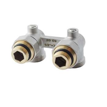 Zawór grzejnikowy przyłączeniowy kątowy z nyplami G3/4 G1/2  KELLER KEL 719643