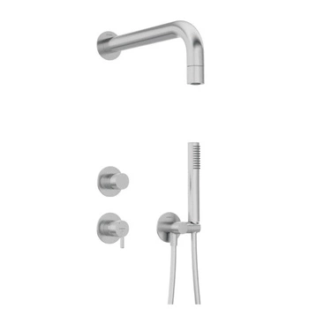 Zestaw prysznicowy Deante Silia NQS F9XK podtynkowy stal szczotkowana z główką natryskową komplet