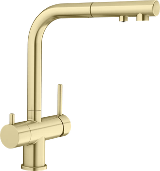 Bateria kuchenna Blanco 526694 Fontas-S II Filter Satin gold z wyciąganą wlewką