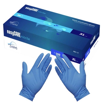 Rękawice diagnostyczne EasyCare Nitrile Nitrylowe Bezpudrowe Niesterylne niebieskie XL A100 RNBXL10001
