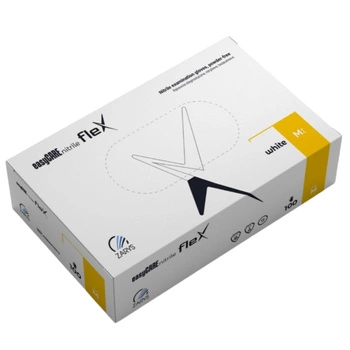 Rękawice diagnostyczne EasyCare Nitrile Flex Zarys nitrylowe bezpudrowe niesterylne białe M A100 RNBWM10003