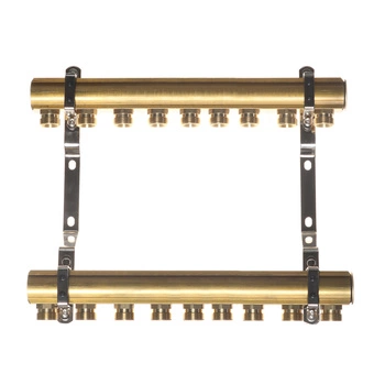 Rozdzielacz mosiężny REITER RMCO#210-45-N-09 ogrzewanie grzejnikowe rozstaw 45 mm + nyple 9 obwodów