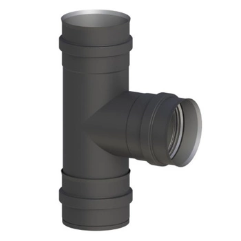 Trójnik 90 stopni z miską na kondensat Fi 80 mm Jeremias czarny pod kotły Ferroli 6C15AL.557080