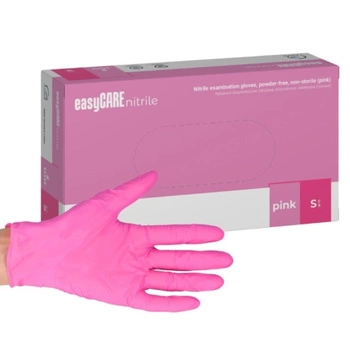 Rękawice diagnostyczne EasyCare Nitrile Zarys nitrylowe bezpudrowe niesterylne róż S A100 RNBRS10001