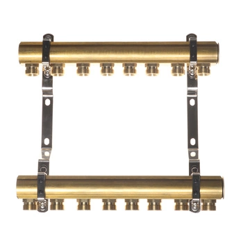 Rozdzielacz mosiężny REITER RMCO#210-45-N-08 ogrzewanie grzejnikowe rozstaw 45 mm + nyple 8 obwodów