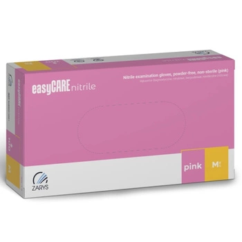 Rękawice diagnostyczne EasyCare Nitrile Zarys nitrylowe bezpudrowe niesterylne róż M A100 RNBRM10001