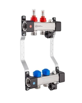 Rozdzielacz KAN-therm InoxFlow 1316157077 z przepływomierzami i zaworami do siłowników seria UFST 2 obwody