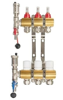 Rozdzielacz mosiężny REITER RMOP#210-KOSA-E-03 ogrzewanie podłogowe rozstaw 50 mm 3 obwody