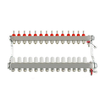 Rozdzielacz ze stali nierdzewnej INOX REITER RIXOP#210-KOSK-E-14 ogrzewanie podłogowe rozstaw 50 mm 14 obwodów