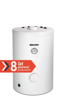 Wymiennik c.w.u. KOSPEL SWK-120.A.PL stojący z wężownicą spiralną króćce w górę biały